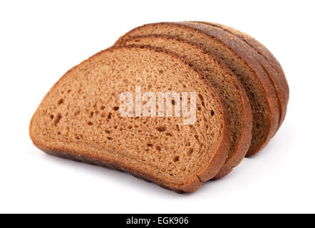 Fette di pane di segale isolato su bianco Foto Stock