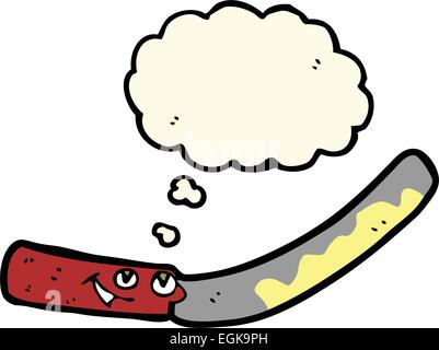 Cartoon burro coltello con il fumetto pensiero Illustrazione Vettoriale