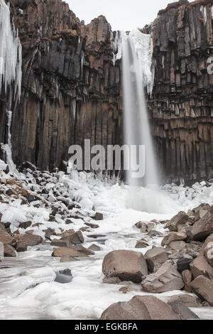 Svartifoss cascata nel sud dell'Islanda Foto Stock