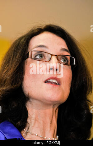 02/03/2013, Belfast. Theresa Villiers, conservatori MP per Chipping Barnet, e il Segretario di Stato per l'Irlanda del Nord, indirizzi l'Alleanza conferenza di partito. Foto Stock