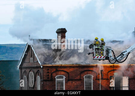 Newtownabbey, Irlanda del Nord. 9 Nov 2013 - Una chiusa scuola presbiteriana è stata distrutta nel sospetto di incendio doloso. Non è chiaro se è stato settario nel motivo. Foto Stock