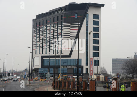 Hotel calcio, una partita di football Themed Hotel situato sul lato opposto del Manchester United Football Club, Old Trafford, Manchester Foto Stock