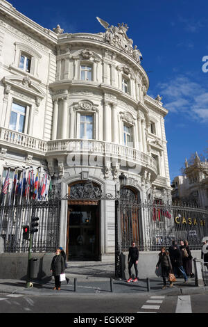 Palacio de Linares, Casa de América, Latin American Cultural Center, palazzo barocco, a Cibele square, Madrid, Spagna Foto Stock