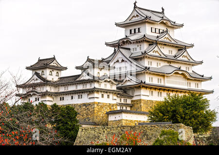 Il castello di Himeji, chiamato anche airone bianco Castello, nella stagione autunnale, Giappone. Foto Stock