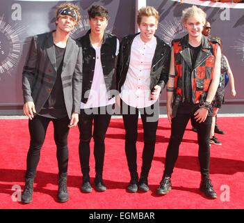 2014 MTV Video Music Awards - Gli arrivi presso il Forum con: Ashton Irwin,Calum cofano,Michael Clifford,Luca HEmmings dove: Los Angeles, California, Stati Uniti quando: 24 Ago 2014 Foto Stock