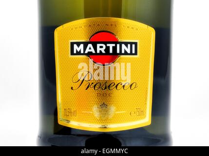 Una bottiglia di prosecco martini champagne. Foto Stock