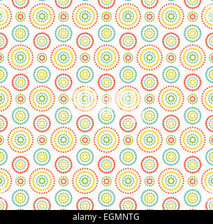 Puntini colorati cerchi pattern su sfondo bianco Foto Stock