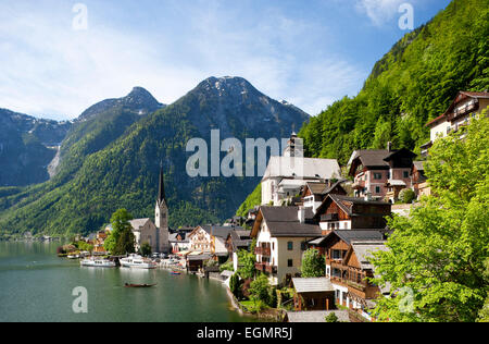 Townscape, Hallstatt, UNESCO Hallstatt Dachstein Salzkammergut, Hallstatt, Salzkammergut, Austria superiore, Austria Foto Stock