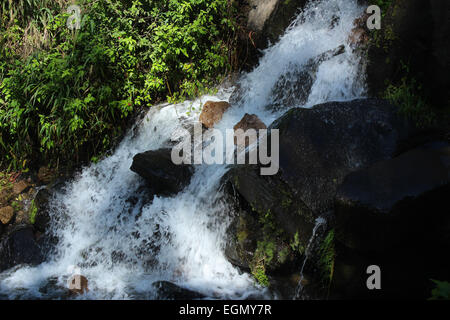 Una cascata cada sopra una rupe a Peguche Cade vicino a Otavalo, Ecuador Foto Stock