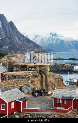 L'Europa, Scandinavia, Norvegia, Isole Lofoten Moskenesoy, Sakrisoy nei village Foto Stock