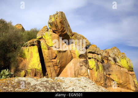 Cassataro shelter, roccia arenaria del sito preistorico Foto Stock