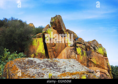 Cassataro shelter, roccia arenaria del sito preistorico Foto Stock