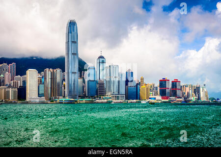 Hong Kong Cina lo skyline della citta'. Foto Stock