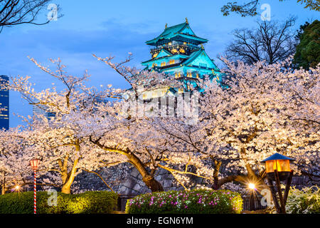 Osaka in Giappone presso il Castello di Osaka durante la stagione primaverile. Foto Stock