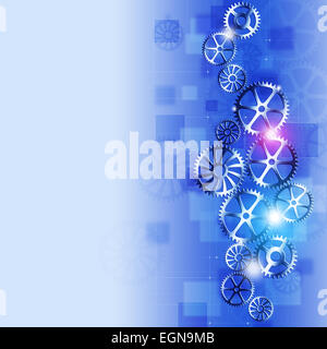 Abstract technology business moto ingranaggi su sfondo blu Foto Stock