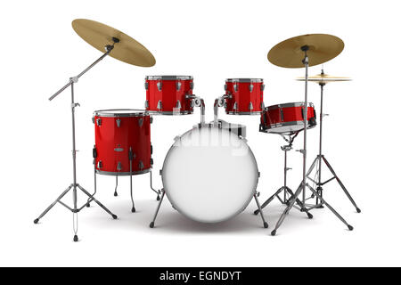 Red drum kit isolato su sfondo bianco Foto Stock