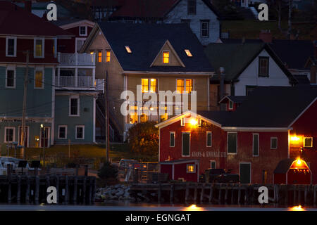 Lunenburg di notte, Nova Scotia, Canada Foto Stock