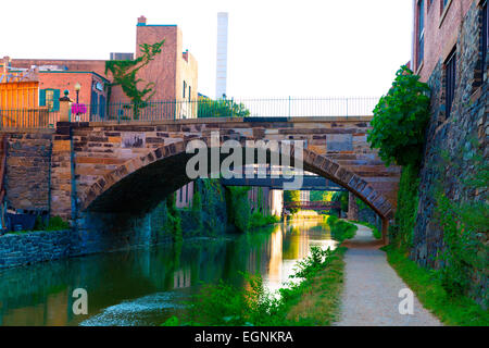 Chesapeake e Ohio Canal Parco nazionale storico di Georgetown a Washington DC Foto Stock