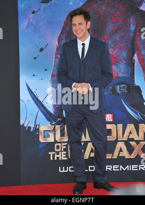 LOS ANGELES, CA - Luglio 21, 2014: Direttore James Gunn in premiere mondiale del suo film "guardiani della galassia" al El Capitan Theater di Hollywood. Foto Stock