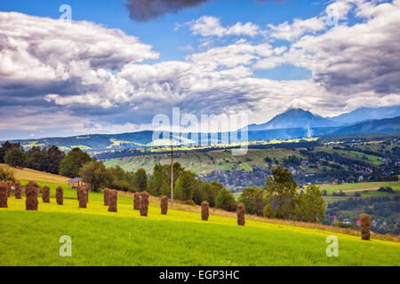 Una vista del paesaggio rurale nei monti Tatra, Polonia. Foto Stock