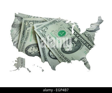 Immagine della mappa degli Stati Uniti d'America effettuate dalla dollari Foto Stock