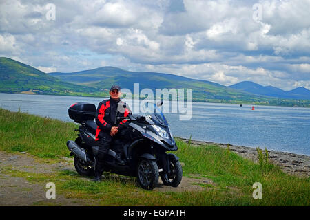 Il rivoluzionario modello quadro 350s a tre ruote scooter Moto , nella contea di Carlingford Louth Irlanda. Foto Stock