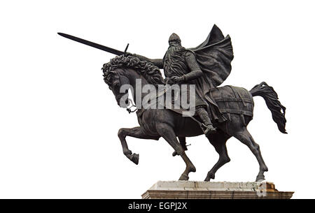 El Cid Rodrigo Díaz de Vivar Statua equestre in bronzo cavallo cut-out nella città di Burgos Spagna settentrionale Foto Stock