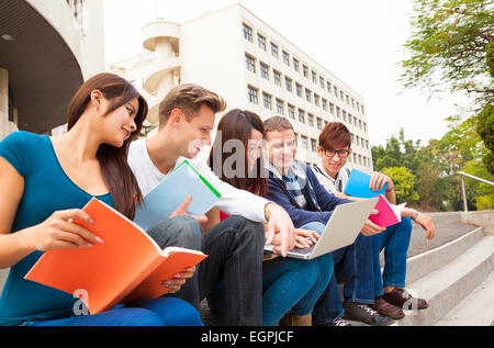 Gruppi di giovani studenti universitari che studiano Foto Stock