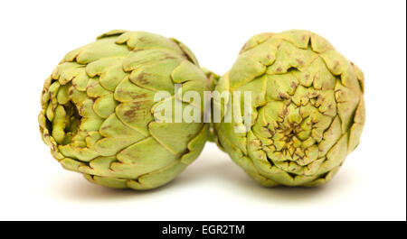 Carciofi isolati su sfondo bianco Foto Stock