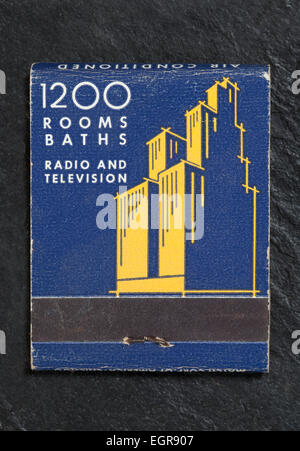 Vintage americano pubblicità Matchbook Henry Hudson Hotel New York (posteriore o retro) Foto Stock