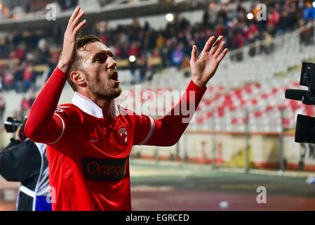 28 febbraio 2015: il giocatore della dinamo Bucarest: Marius Alexe alla fine del Liga io gioco tra FC Dinamo Bucharest ROU e FC Universitatea Cluj ROU a "inamo'' Stadium, Romania ROU. Catalin Soare/www.sportaction.ro Foto Stock