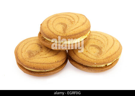 Biscotti, focaccine su sfondo bianco Foto Stock