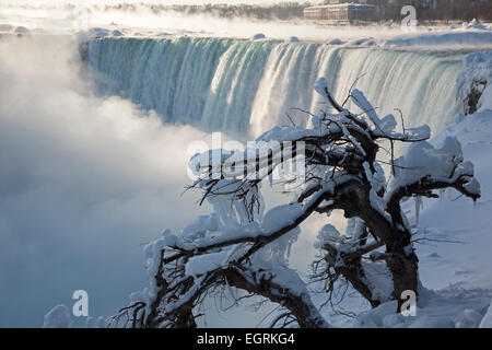 Niagara Falls, Ontario - Niagara Falls' Cascate Canadesi, o cade a ferro di cavallo, d'inverno. Foto Stock