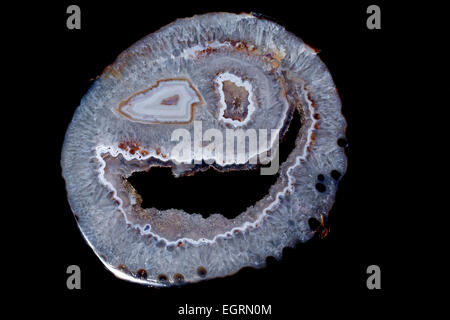 Agata brasiliana in forma di Smiley face, battery slice Foto Stock