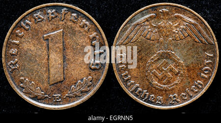 1 reichspfennig coin, Germania, 1937 Foto Stock