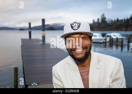 Lago di Windermere, RU. 1 Marzo, 2015. Re Taffari, riprese la loro musica video 'Polizia Reggae"nel distretto del lago Lago di Windermere Credito: Gordon Shoosmith/Alamy Live News Foto Stock