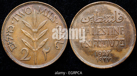 2 mils coin, Palestina, 1927 Foto Stock