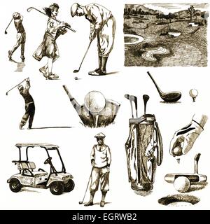Golf Collection - Collezione di un disegnati a mano illustrazioni (tecnica di marker) Illustrazione Vettoriale