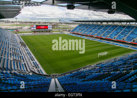 Data corretta** 28 febbraio 2015:Il nuovo stadio di Avaya prima della MLS partita di calcio tra la San Jose terremoti e Los Angeles Galaxy a Avaya Stadium di San Jose, CA. I terremoti portano la 2-1 nella seconda metà. Damon Tarver/Cal Sport Media Foto Stock