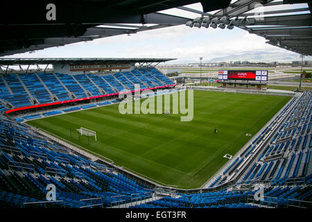 Data corretta** 28 febbraio 2015: Il nuovo stadio di Avaya prima della MLS partita di calcio tra la San Jose terremoti e Los Angeles Galaxy a Avaya Stadium di San Jose, CA. I terremoti portano la 2-1 nella seconda metà. Damon Tarver/Cal Sport Media Foto Stock