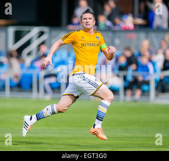 Data corretta** Febbraio 28, 2015: Los Angeles Galaxy avanti Robbie Keane (7) in azione durante la MLS partita di calcio tra la San Jose terremoti e Los Angeles Galaxy a Avaya Stadium di San Jose, CA. I terremoti portano la 2-1 nella seconda metà. Damon Tarver/Cal Sport Media Foto Stock