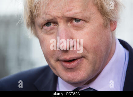 Il sindaco di Londra,Boris Johnson,parla a un evento a promuovere la possibilità di noleggio bici a Londra Foto Stock