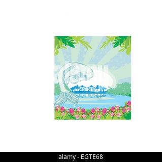 Bella carpe koi illustrazione di pesce Illustrazione Vettoriale