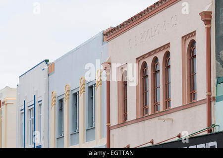 Architettura Art deco su Emerson Street, Napier Hawkes Bay, Isola del nord, Nuova Zelanda. Foto Stock