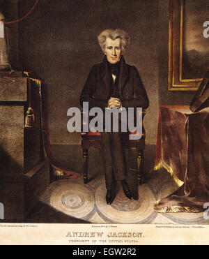 ANDREW JACKSON (1767-1845) come Presidente degli Stati Uniti in una litografia del 1830 Foto Stock