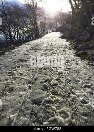 The Undercliff Trail al crepuscolo nelle Shawangunk Mountains, New York. Foto Stock