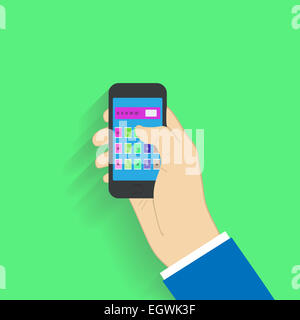 Design piatto stile. La scelta sullo smartphone Foto Stock