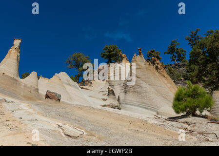 Paisaje Lunar sull'isola delle Canarie di Tenerife con grande erosione. Foto Stock