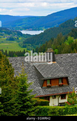 Schwarzwald, Baden-Württemberg Hochschwarzwald, Schwarzwaldhaus mit Tittisee, Foto Stock