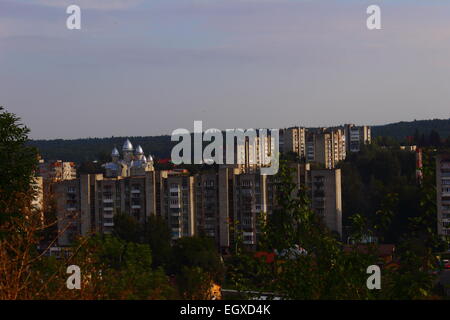 Vista superiore della città di Truskavets in Ucraina Foto Stock